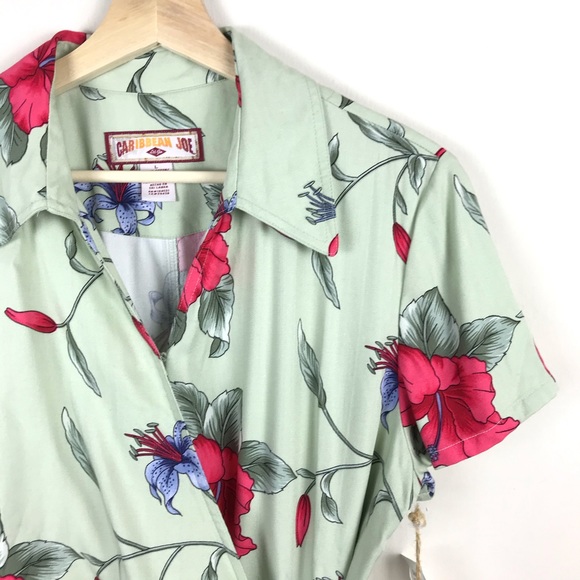 Caribbean Joe Green Floral Maxi Summer Dress - L - Picture 6 of 8